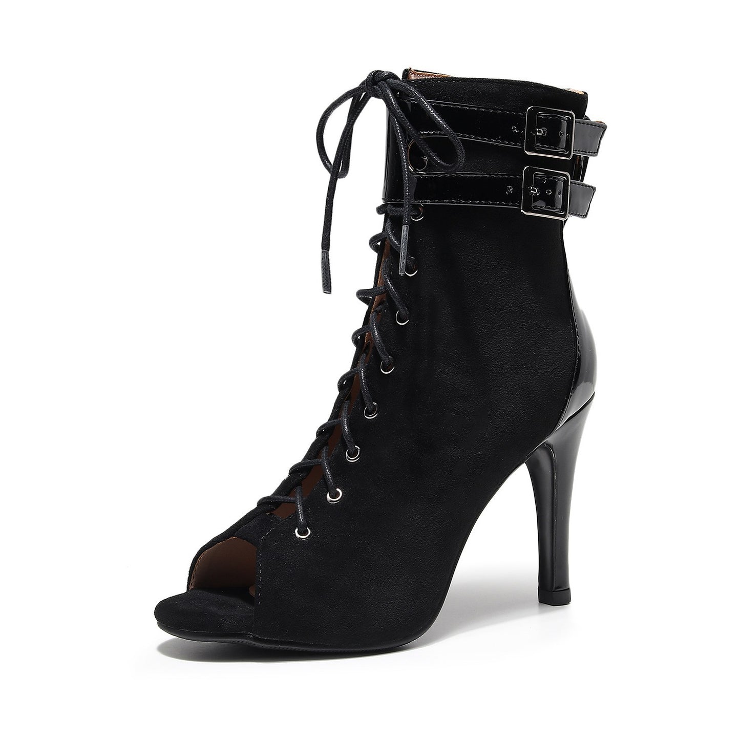 Sandali con tacco alto e punta aperta in rete a stiletto