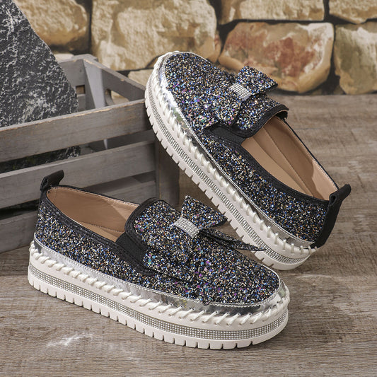 Mocassini con plateau e strass taglie forti da donna