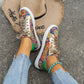 Round Toe Board Shoes Printed Canvas Women's Shoes