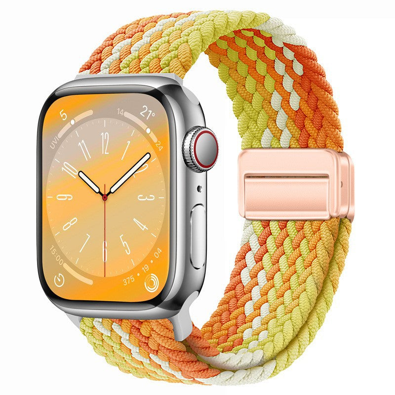 Metal Magnetic Buckle Nylon Braided Stretch Strap