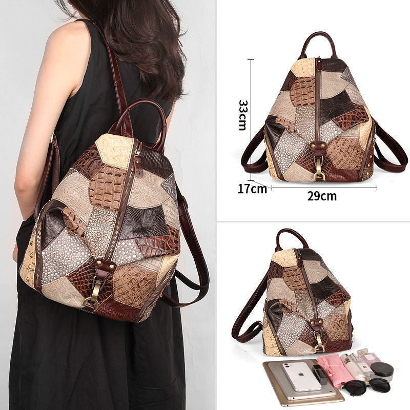 Retro Leder Backpackage Damen Rucksack mit großem Fassungsvermögen