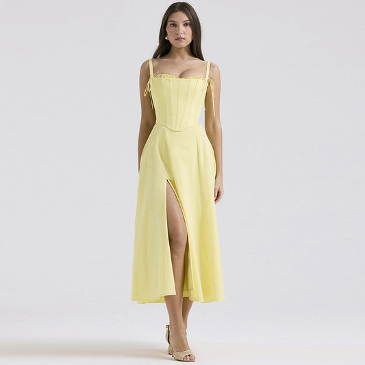 Mode Temperament Split Sling Kleid Frauen