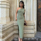 Sommer Neues Schulterfreies, tailliertes, ärmelloses Kleid mit Schlitz
