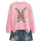 Brown Rabbit Bow Round Neck Sports Sweater