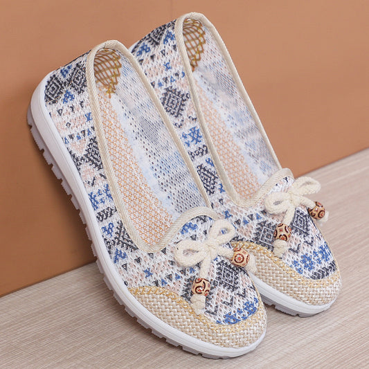 Scarpe da donna in tessuto cavo traspirante antiscivolo con suola morbida