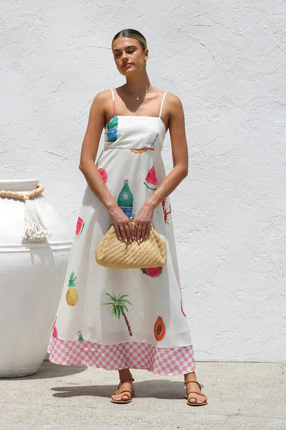 Casual Sling Vacation Style Large Swing Dress