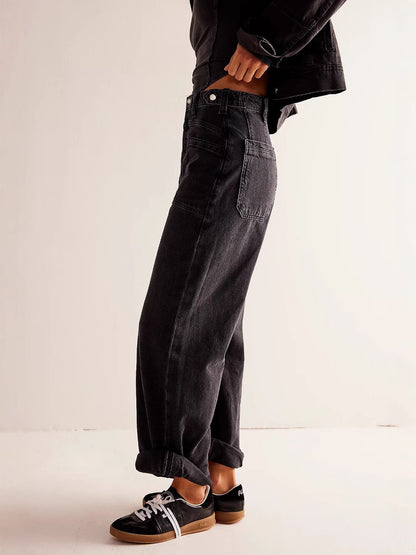 Fashion Wash Straight Wide Leg Damen Jeans