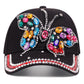 Butterfly Diamond Denim Peaked Cap