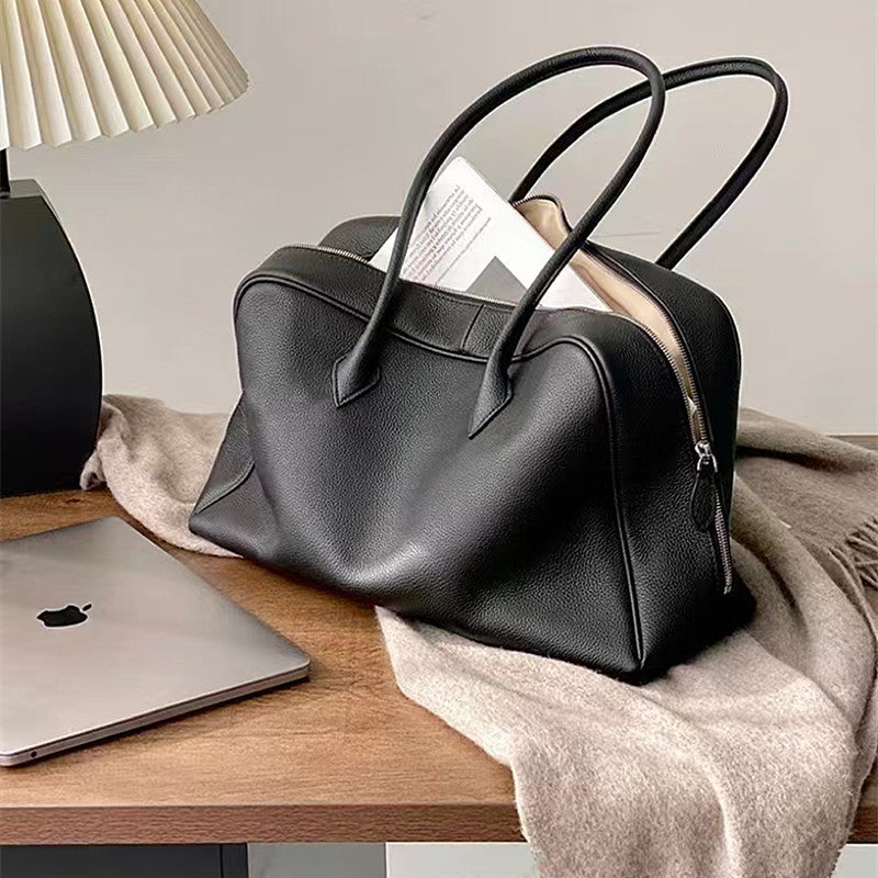 Cowhide Special-interest Design Pillow Large Capacity Shoulder Underarm Bag