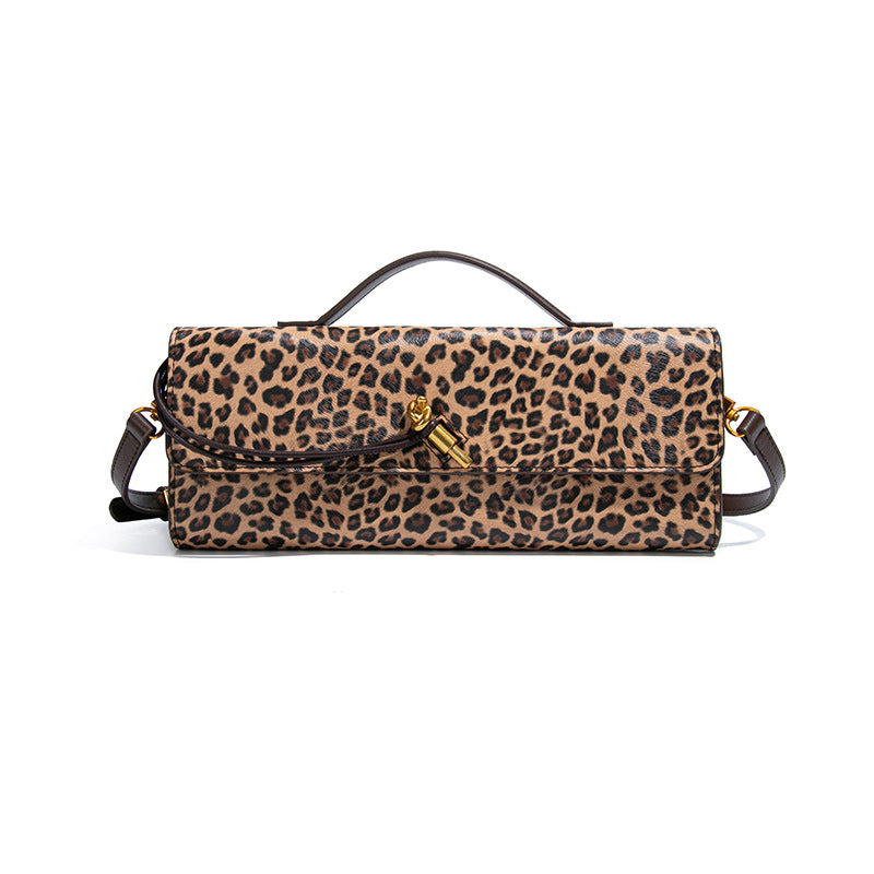Borsa da pranzo con stampa leopardata retrò da donna