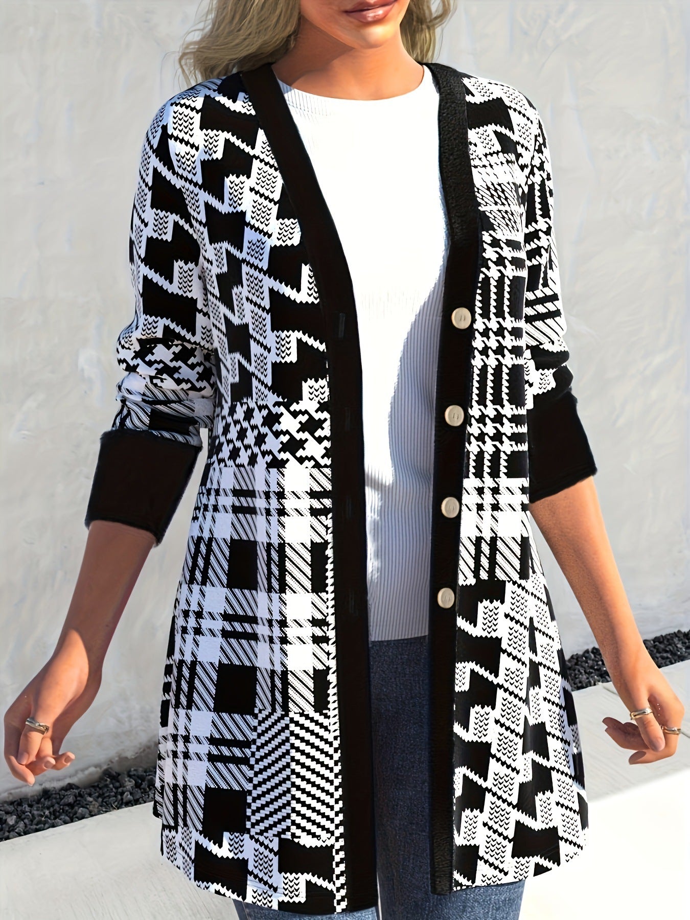 Cardigan casual largo a maniche lunghe