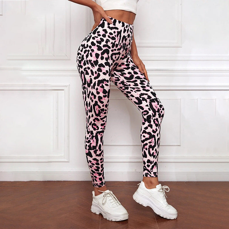 Pantaloni da yoga con stampa leopardata, abbigliamento sportivo e fitness, collant, abbigliamento esterno
