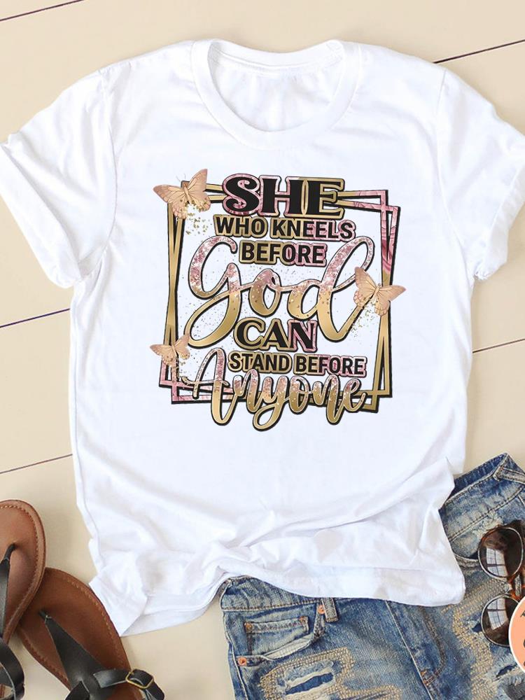 Stile lettera carino dolce manica corta moda donna stampa