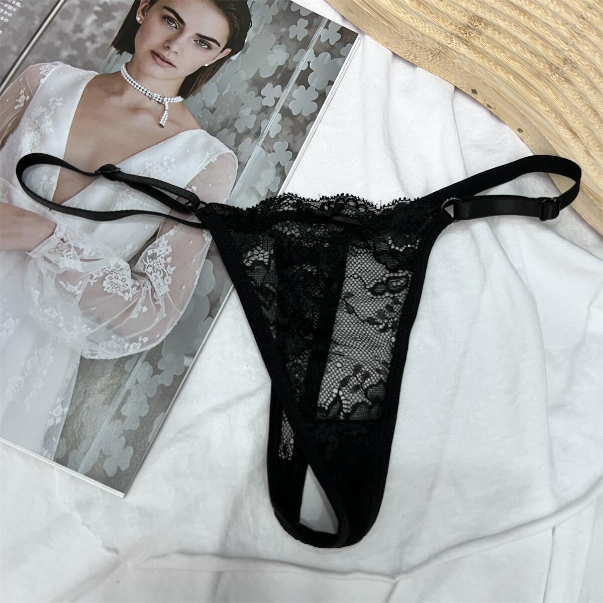 Hohle Spitze, verstellbare Schnalle, niedrige Taille, weiche, bequeme Unterwäsche für Damen