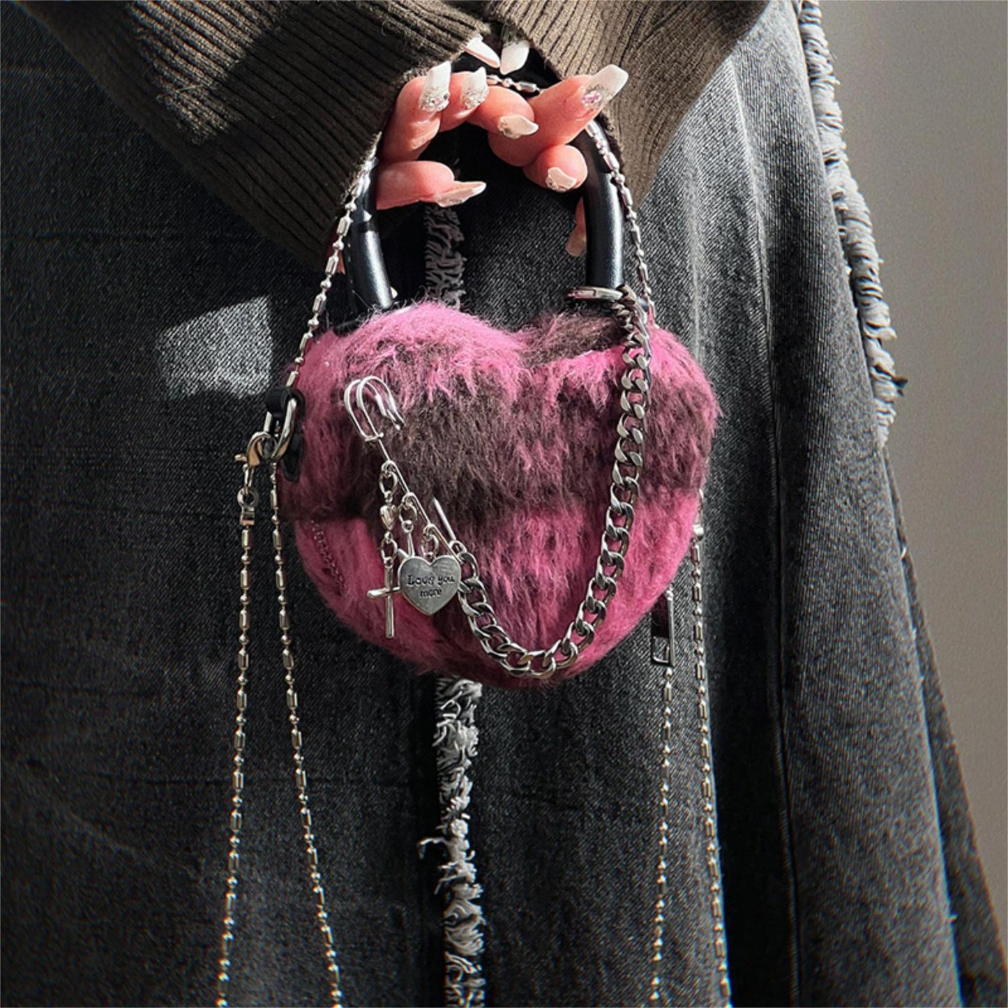 Borsa a tracolla Hot Girl Y2g Love Mini Chain Fashion in lana scozzese