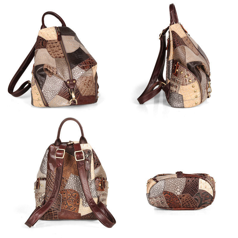 Retro Leder Backpackage Damen Rucksack mit großem Fassungsvermögen
