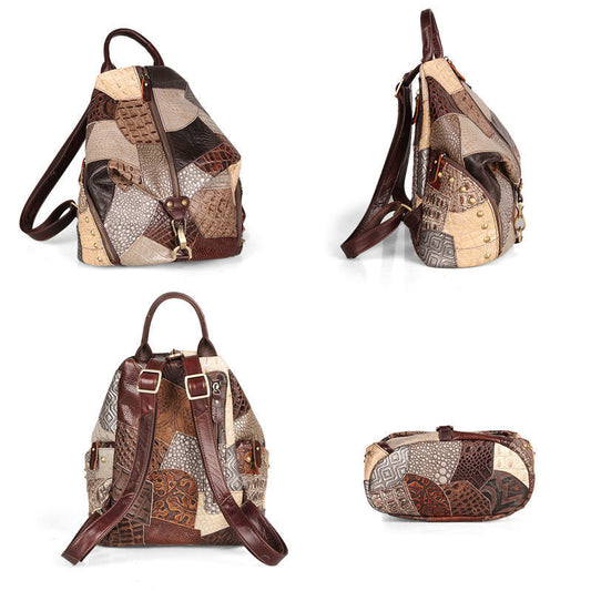 Retro Leder Backpackage Damen Rucksack mit großem Fassungsvermögen