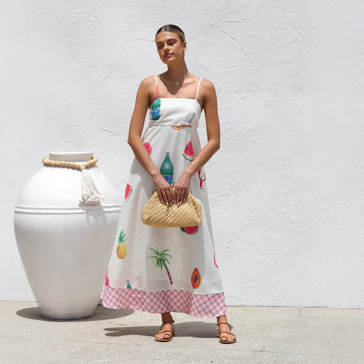 Casual Sling Vacation Style Large Swing Dress