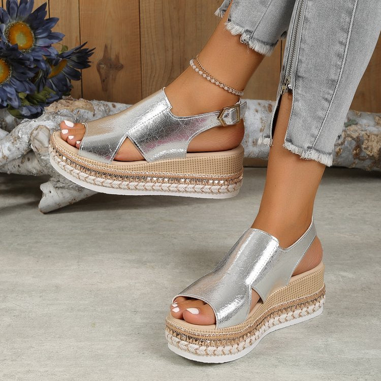 Sandali con plateau e fondo in corda da donna taglie forti