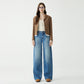 Damen High-Waist Wischhose Schmale Version Gerade All-Match Weites Bein