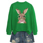 Brown Rabbit Bow Round Neck Sports Sweater