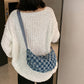 Denim Chessboard Plaid Shoulder Underarm Bag