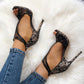 Sexy Lace Back Zipper Peep Toe Stiletto Heel Sandals