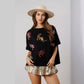 Maglietta casual ampia con paillettes tigre
