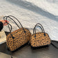 Vintage Leopard Print Bowling Handbag For Women