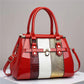 Vertical Stitching Bright Leather Lizard Pattern Large Capacity Shoulder Bag