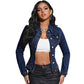 Giacca in denim con tasca a revers a manica lunga