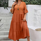 V-neck Stitching Multicolor Long Large Hem Plus Size Dress