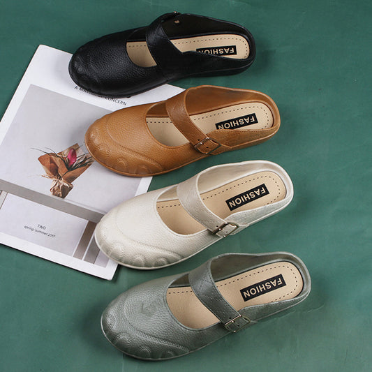 Baotou Pantofole piatte semi-sandali da donna