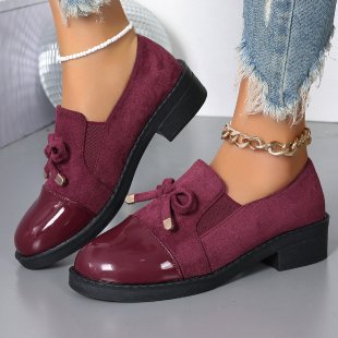 Damen-Loafer mit Schleife und klobigem Absatz und einem Pedal
