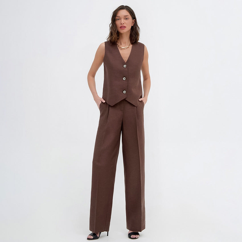 Abito casual in cotone e lino da donna alla moda