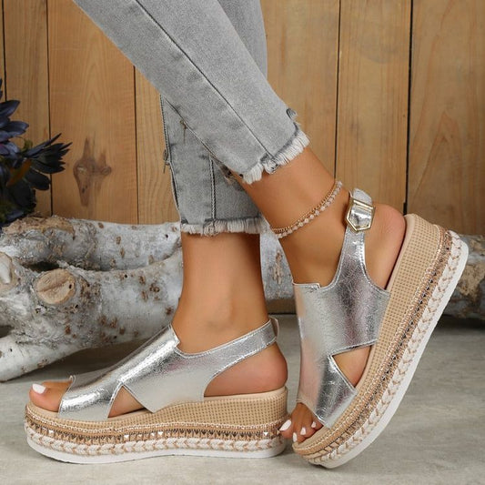 Sandali con plateau e fondo in corda da donna taglie forti