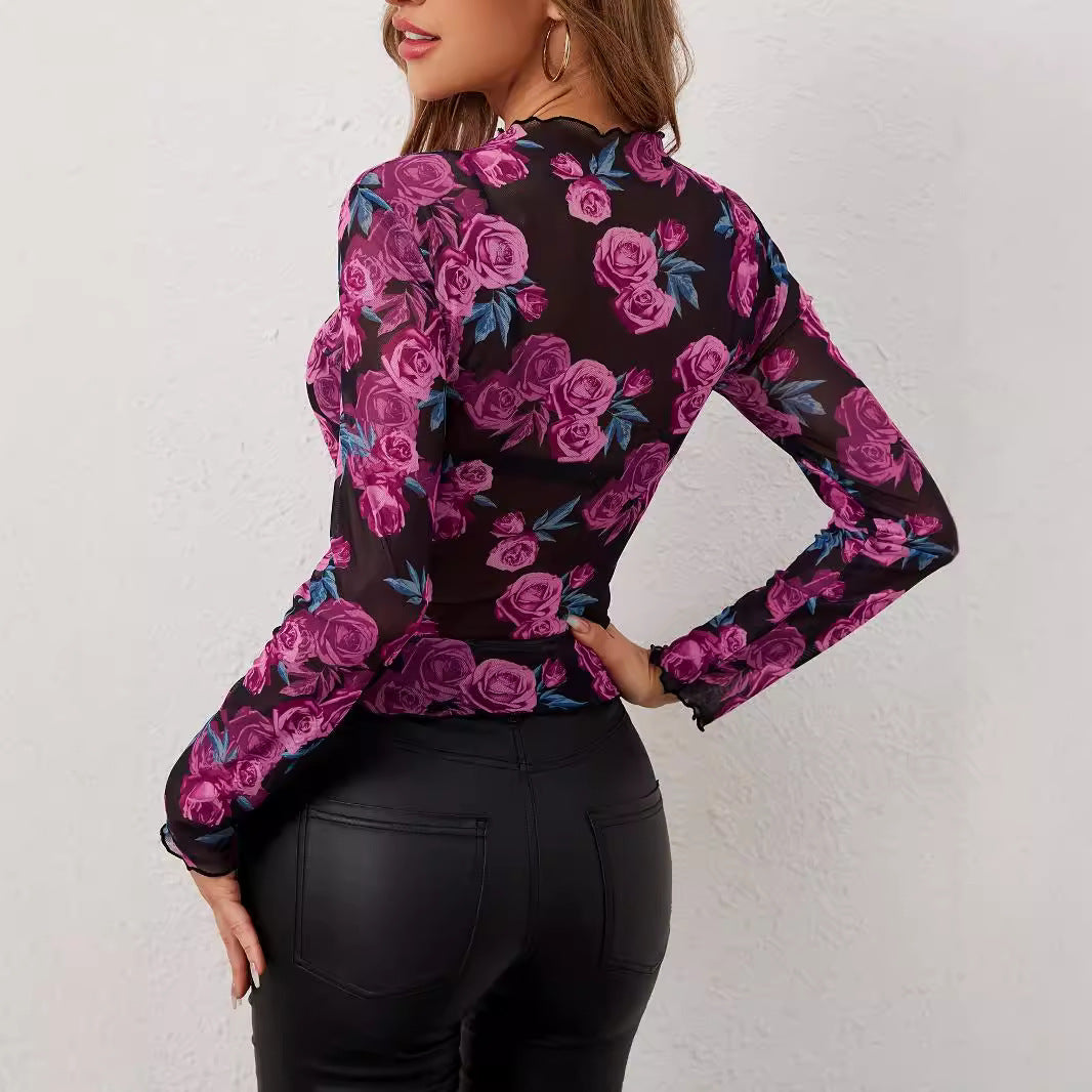 European And American Elegant Flower Fashion Chic Printed