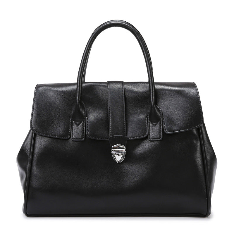 Fashion Large Capacity Simple Temperament Soft Leather Bag