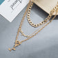 Collana con fibbia OT a 3 strati in metallo retrò a strati rosa