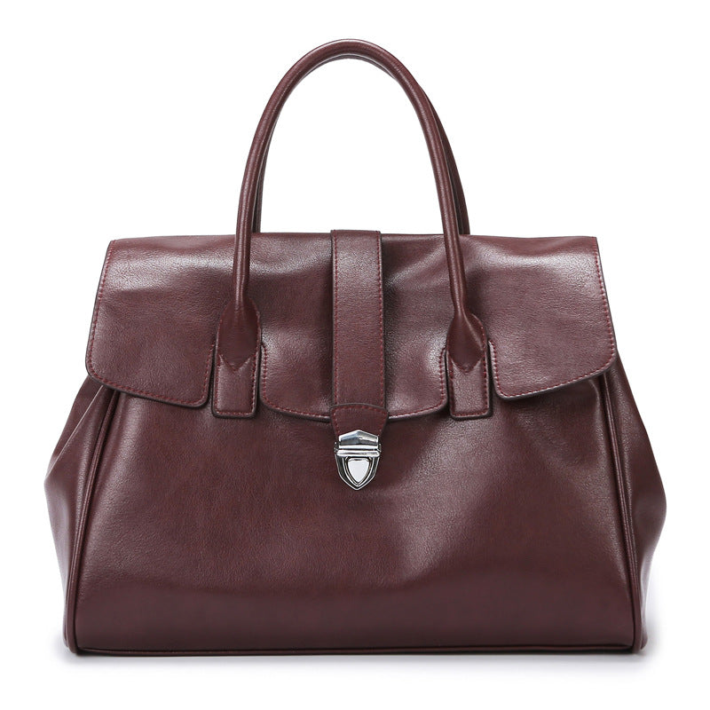 Fashion Large Capacity Simple Temperament Soft Leather Bag