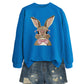 Brown Rabbit Bow Round Neck Sports Sweater