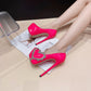 Wasserdichte High Heels mit Plateau und Strasssteinen