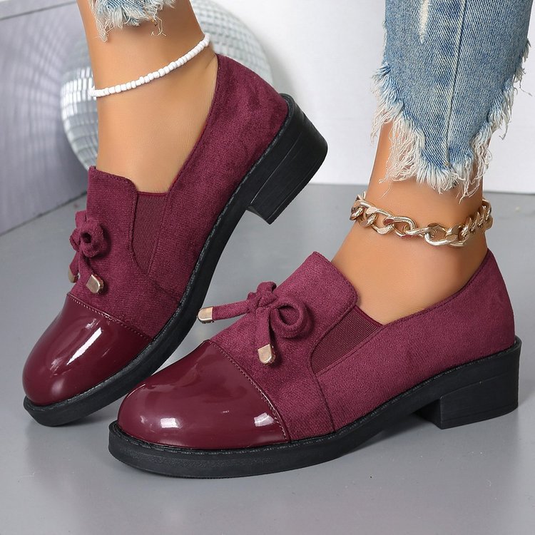 Damen-Loafer mit Schleife und klobigem Absatz und einem Pedal
