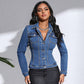 Giacca in denim con tasca a revers a manica lunga