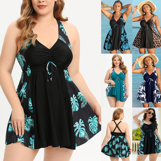 Women's Creative Simple Printed Conservative Split Swimsuit