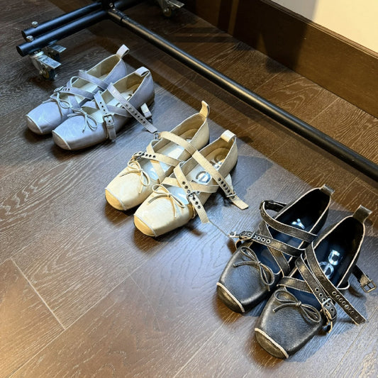 Pig Nose Mary Jane Schuhe Retro Square Head Ballettschuhe