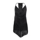 Damen Weste mit einfarbigem Swing-Kragen-Design und Quasten