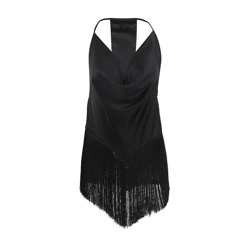 Damen Weste mit einfarbigem Swing-Kragen-Design und Quasten