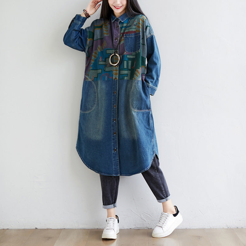 Giacca in denim vintage lavata alla moda da donna