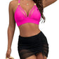 Fashion Sexy Mesh Stitching Push Up Split Women's Swimsuit